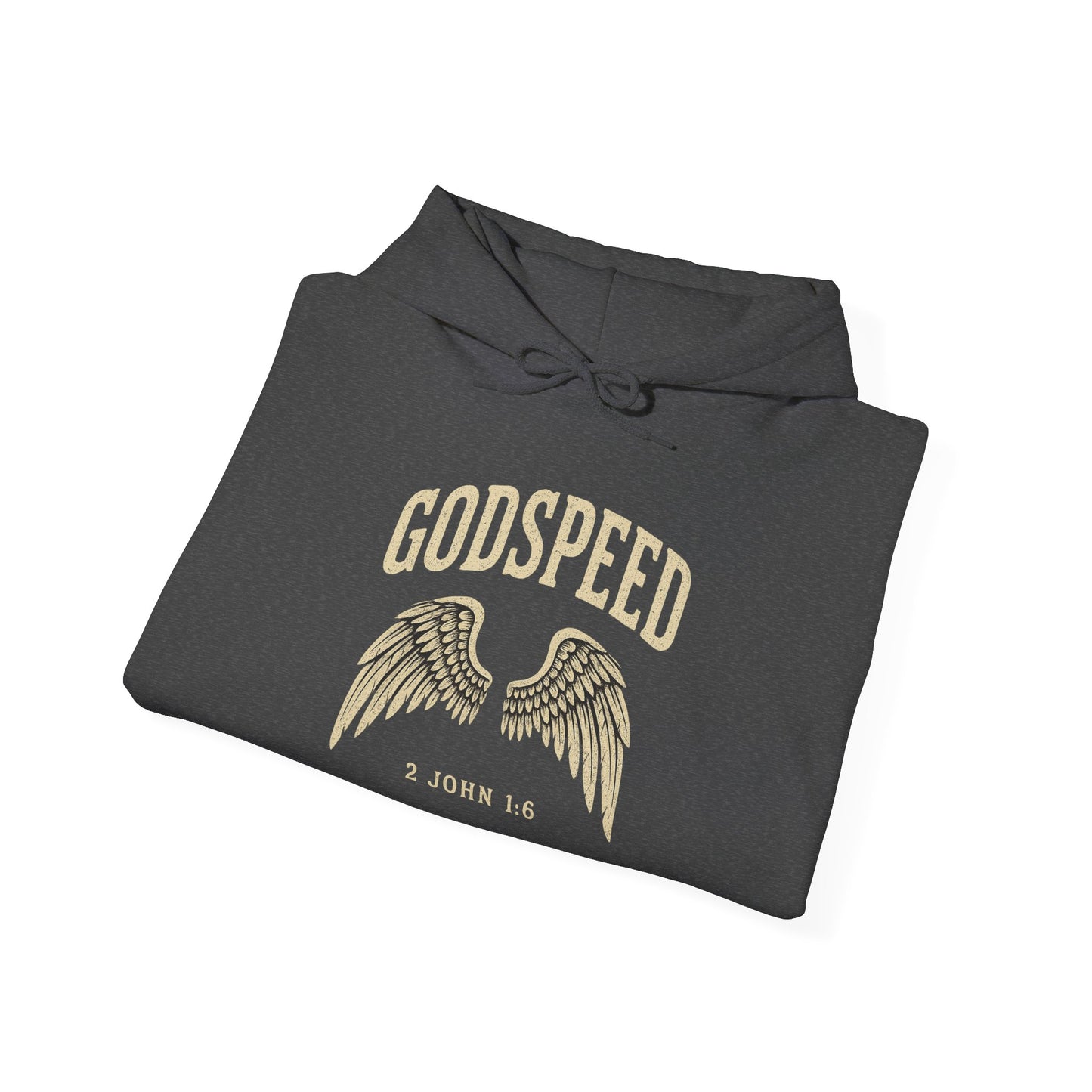 Vintage Godspeed Hoodie – Faith Streetwear with Wings Graphic, 2 John 1:6 Bible Verse