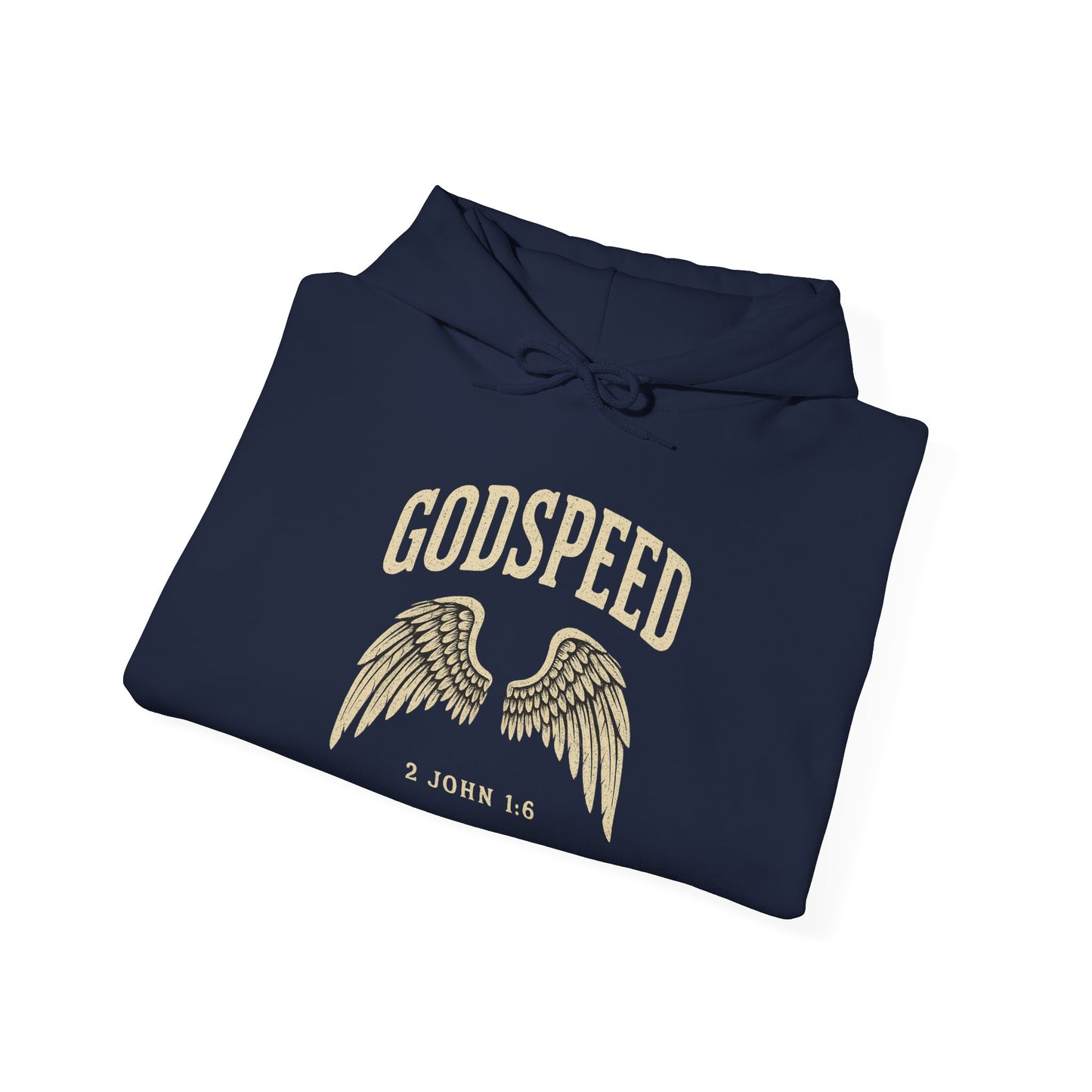 Vintage Godspeed Hoodie – Faith Streetwear with Wings Graphic, 2 John 1:6 Bible Verse