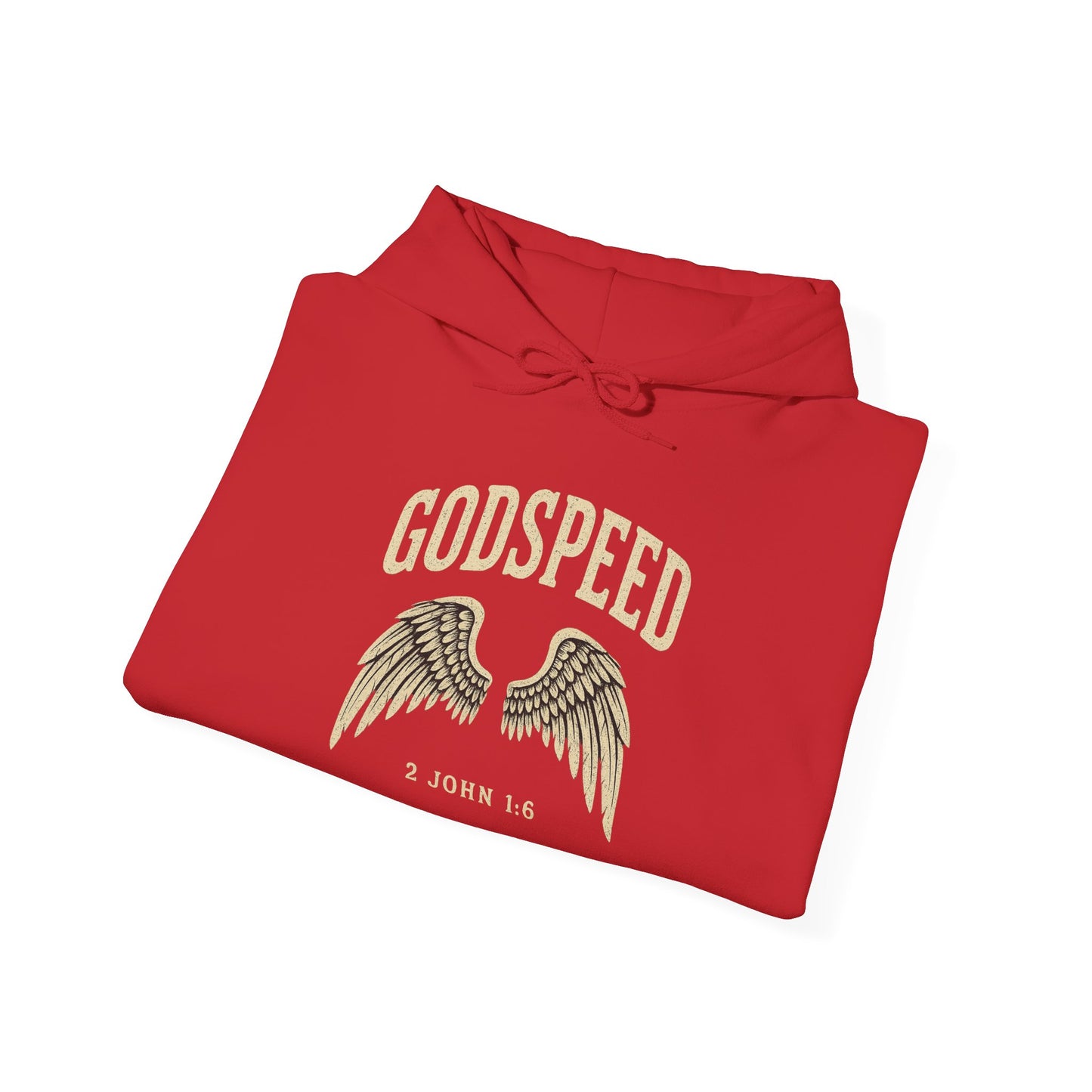 Vintage Godspeed Hoodie – Faith Streetwear with Wings Graphic, 2 John 1:6 Bible Verse