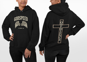 Vintage Godspeed Hoodie – Faith Streetwear with Wings Graphic, 2 John 1:6 Bible Verse