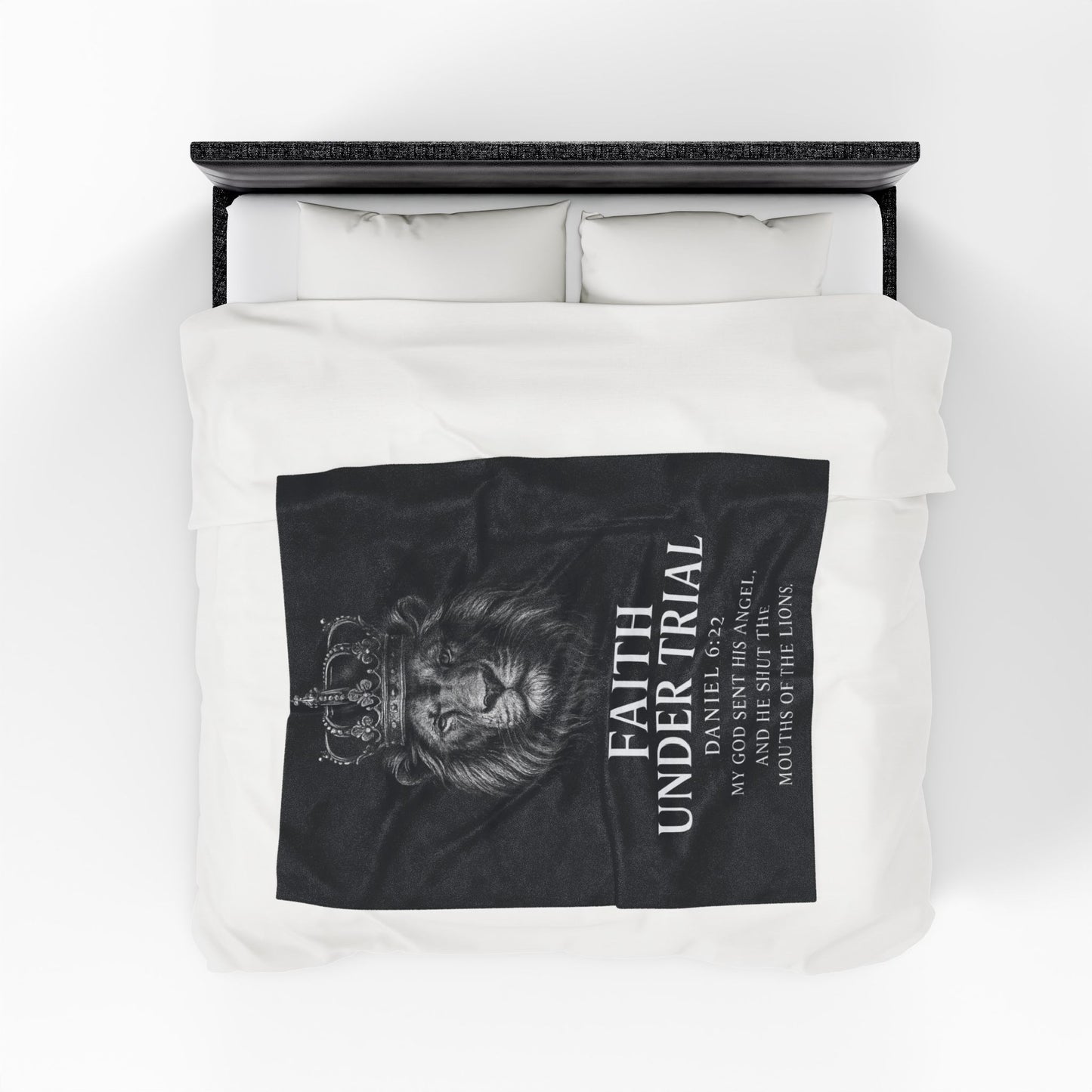Faith Under Trial Lion Blanket — Daniel 6:22 Scripture Throw | Christian Plush Blanket, Inspirational Bible Verse Home Décor, Religious Gift