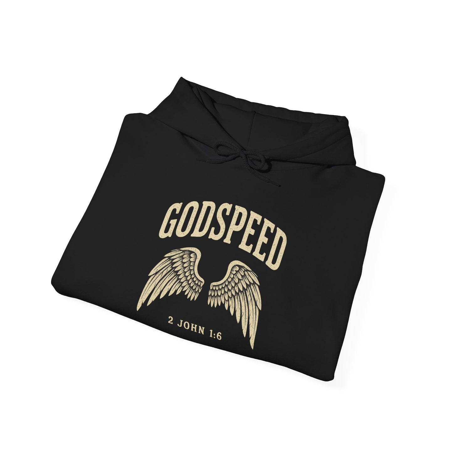 Vintage Godspeed Hoodie – Faith Streetwear with Wings Graphic, 2 John 1:6 Bible Verse