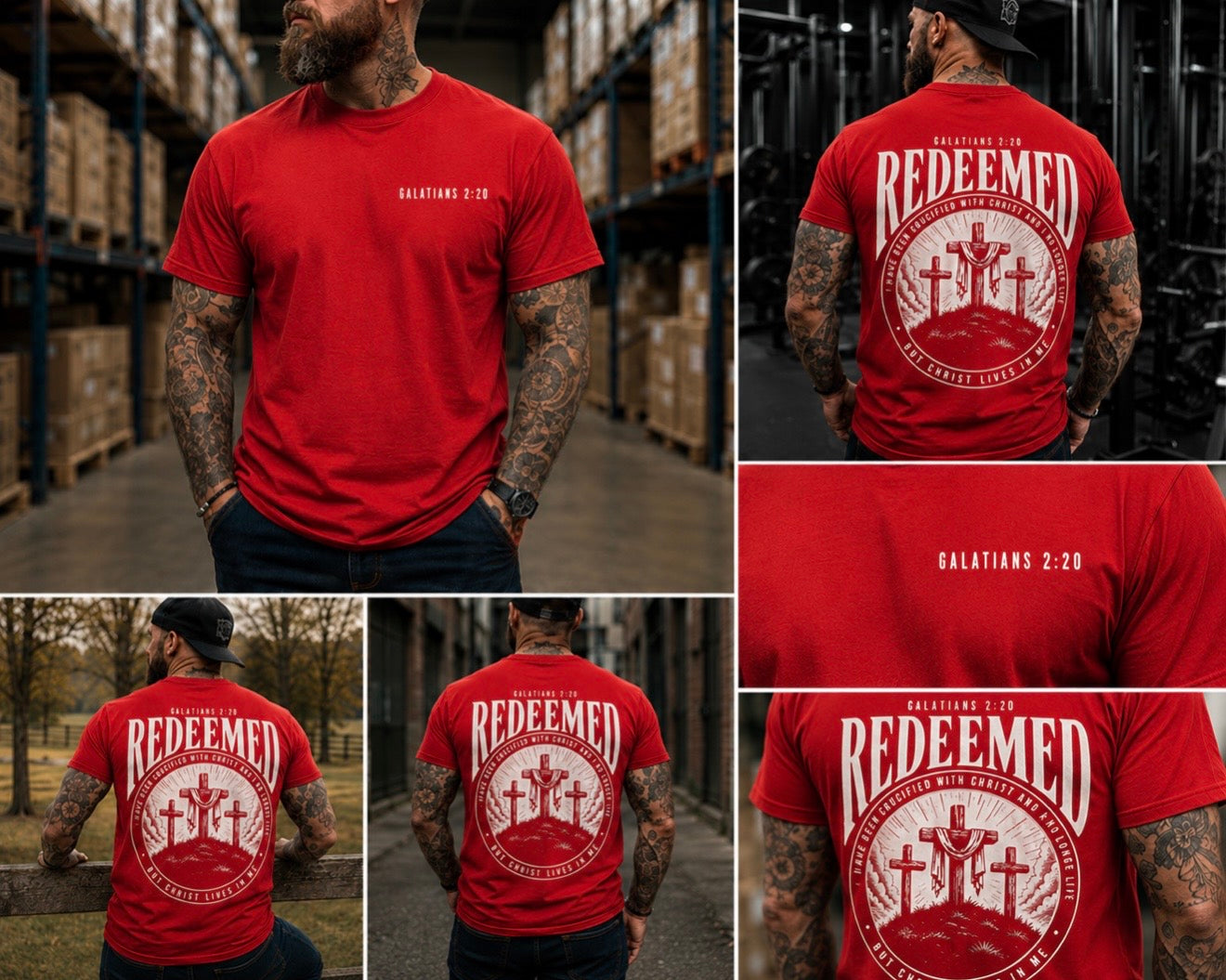 Redeemed Christian T-Shirt | Galatians 2:20 Faith Based Graphic Tee