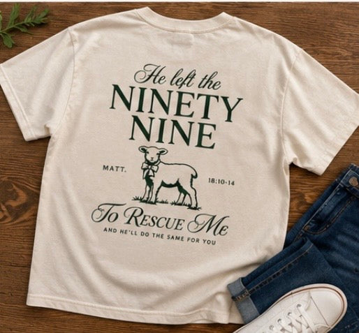 Rescued By Grace Christian T-Shirt | Matthew 18:10-14 Lost Sheep Tee