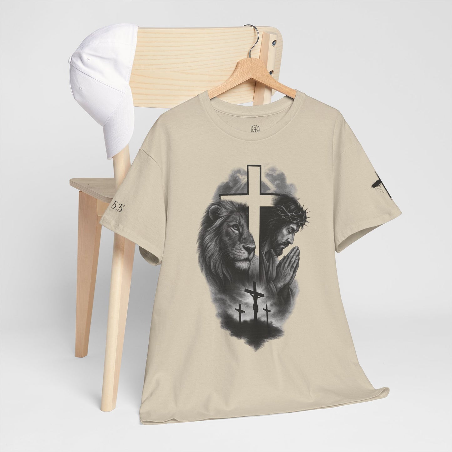 Christian Faith Tee Shirt Lion of Judah Jesus Cross Calvary Strength Unisex