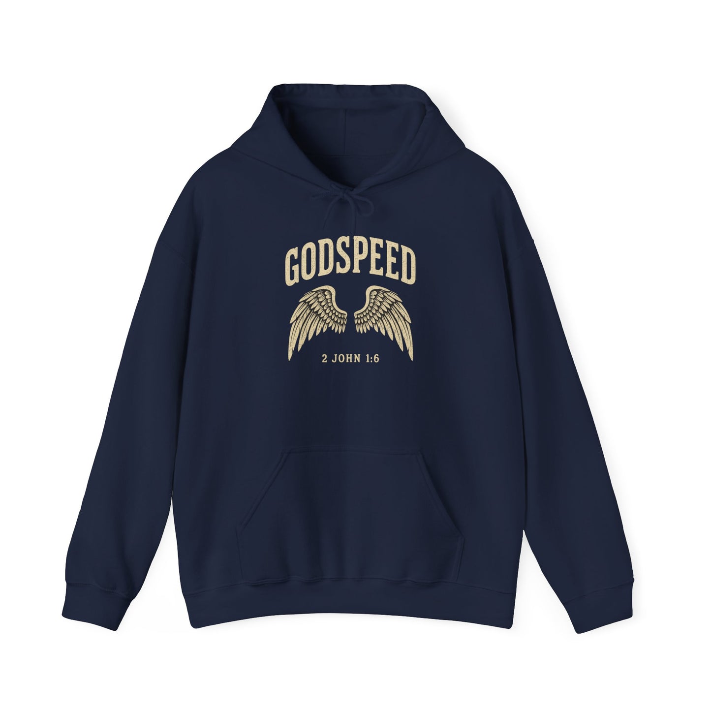 Vintage Godspeed Hoodie – Faith Streetwear with Wings Graphic, 2 John 1:6 Bible Verse