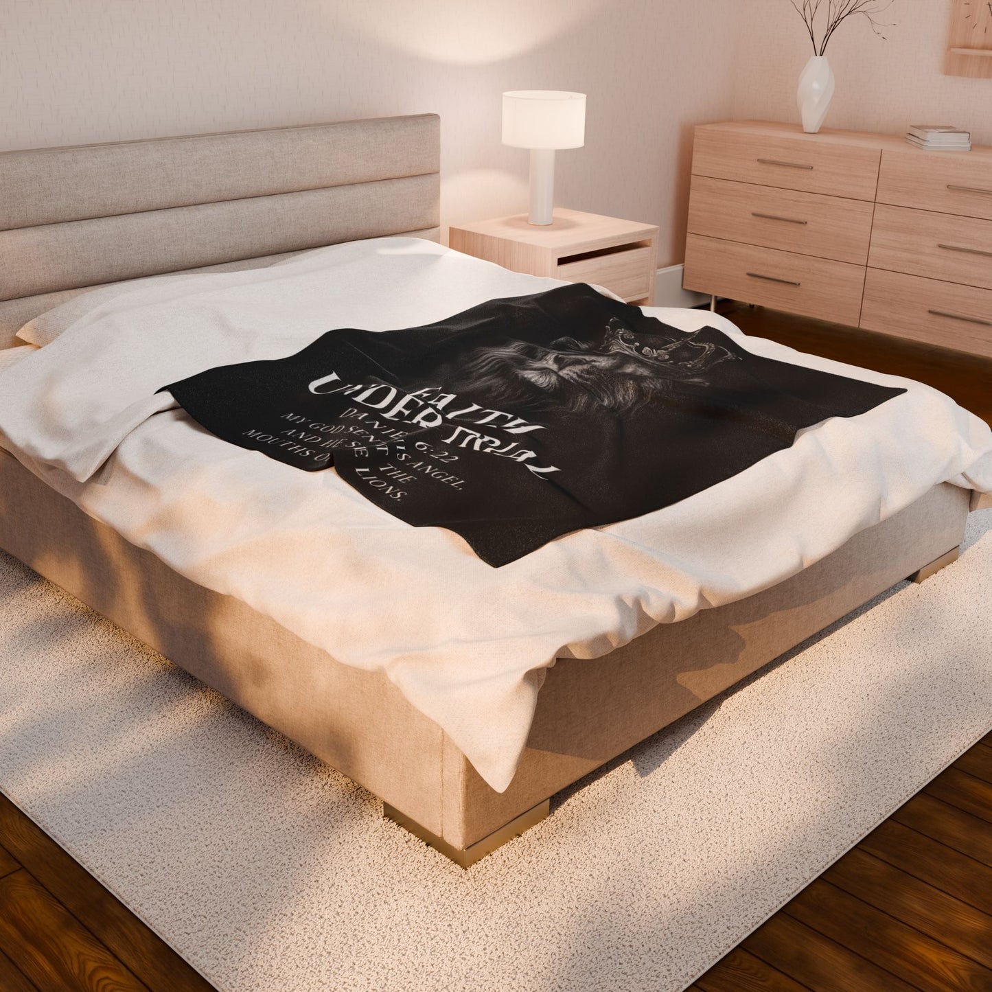 Faith Under Trial Lion Blanket — Daniel 6:22 Scripture Throw | Christian Plush Blanket, Inspirational Bible Verse Home Décor, Religious Gift