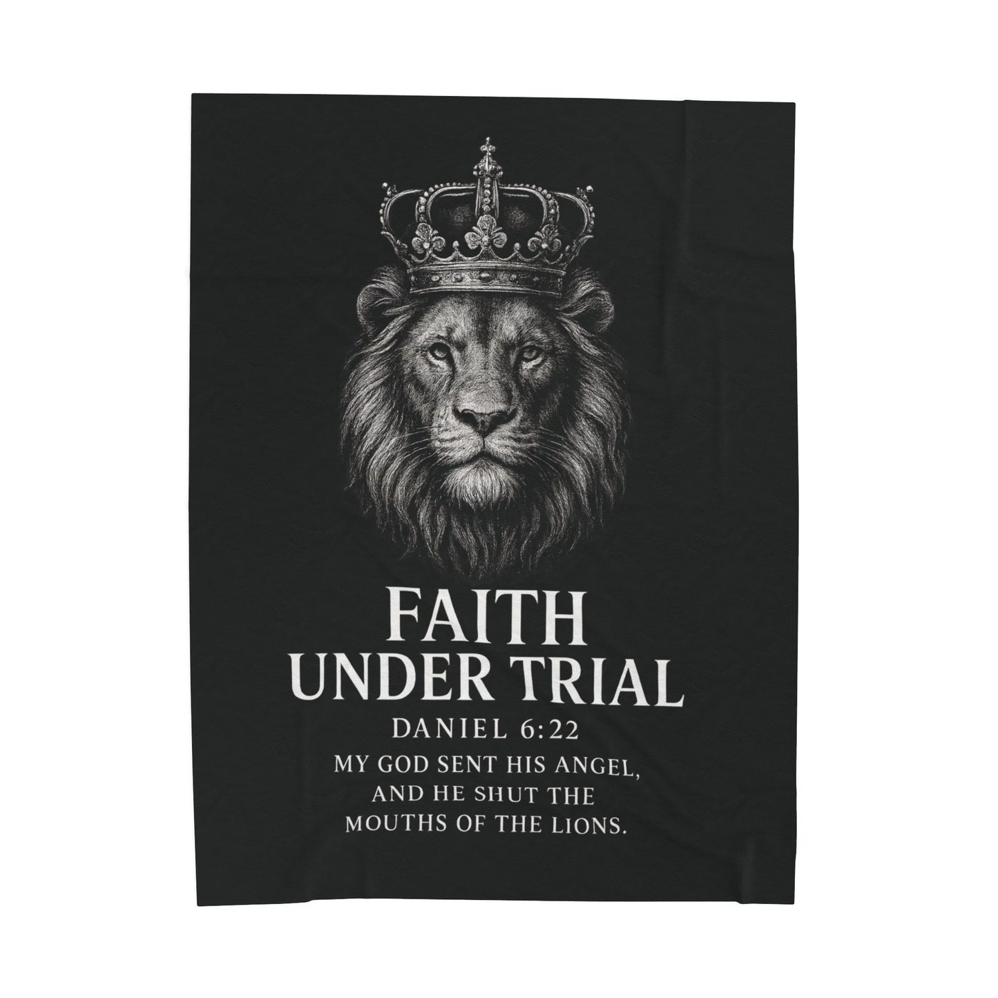 Faith Under Trial Lion Blanket — Daniel 6:22 Scripture Throw | Christian Plush Blanket, Inspirational Bible Verse Home Décor, Religious Gift