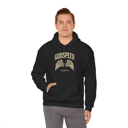 Vintage Godspeed Hoodie – Faith Streetwear with Wings Graphic, 2 John 1:6 Bible Verse