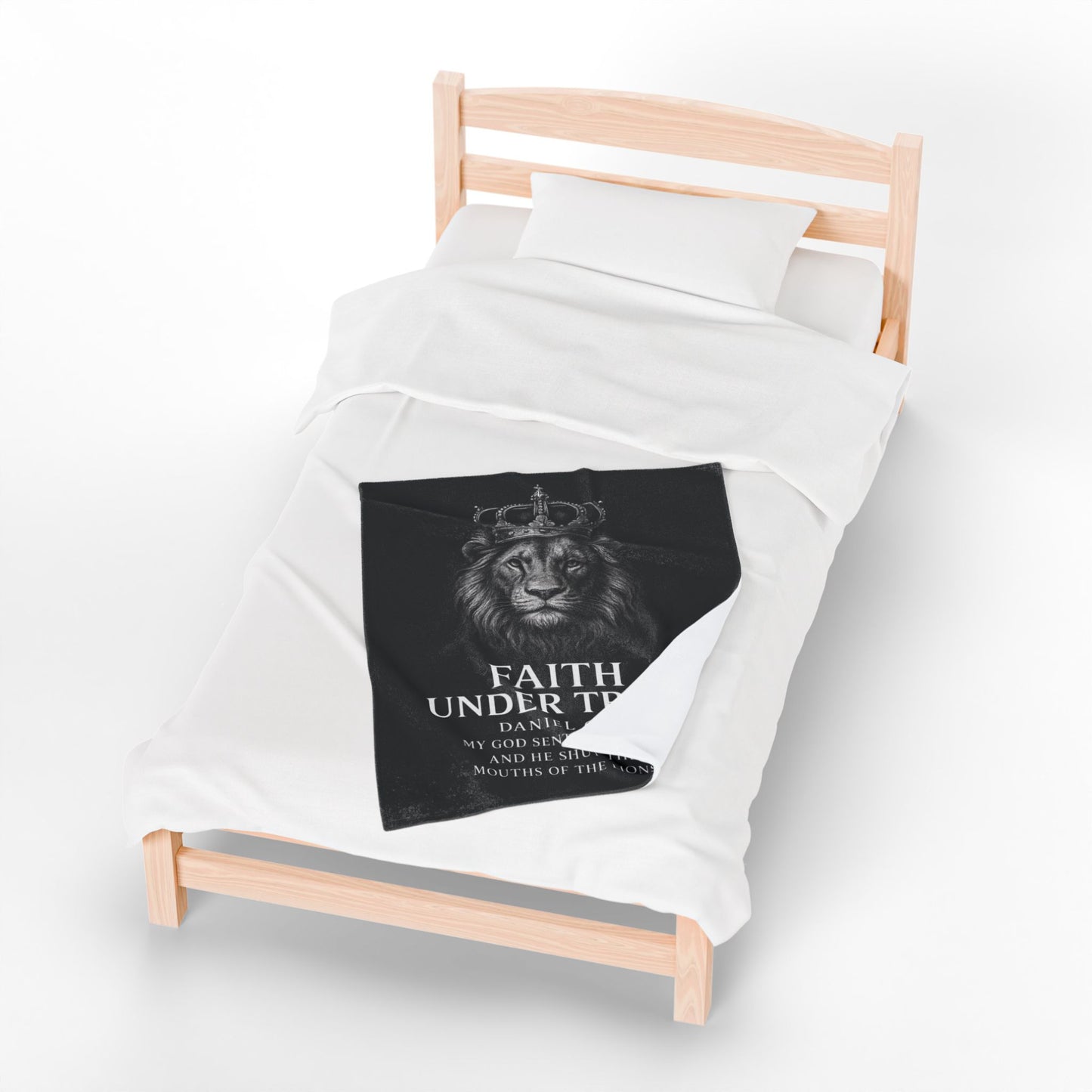 Faith Under Trial Lion Blanket — Daniel 6:22 Scripture Throw | Christian Plush Blanket, Inspirational Bible Verse Home Décor, Religious Gift