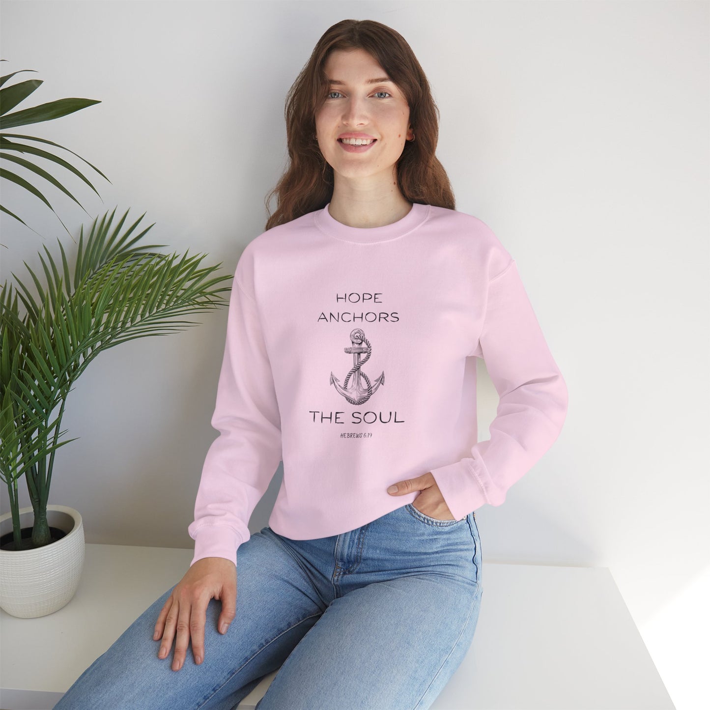 Christian Crewneck Hope Anchors the Soul Hebrews 6:19 | Chosen Society