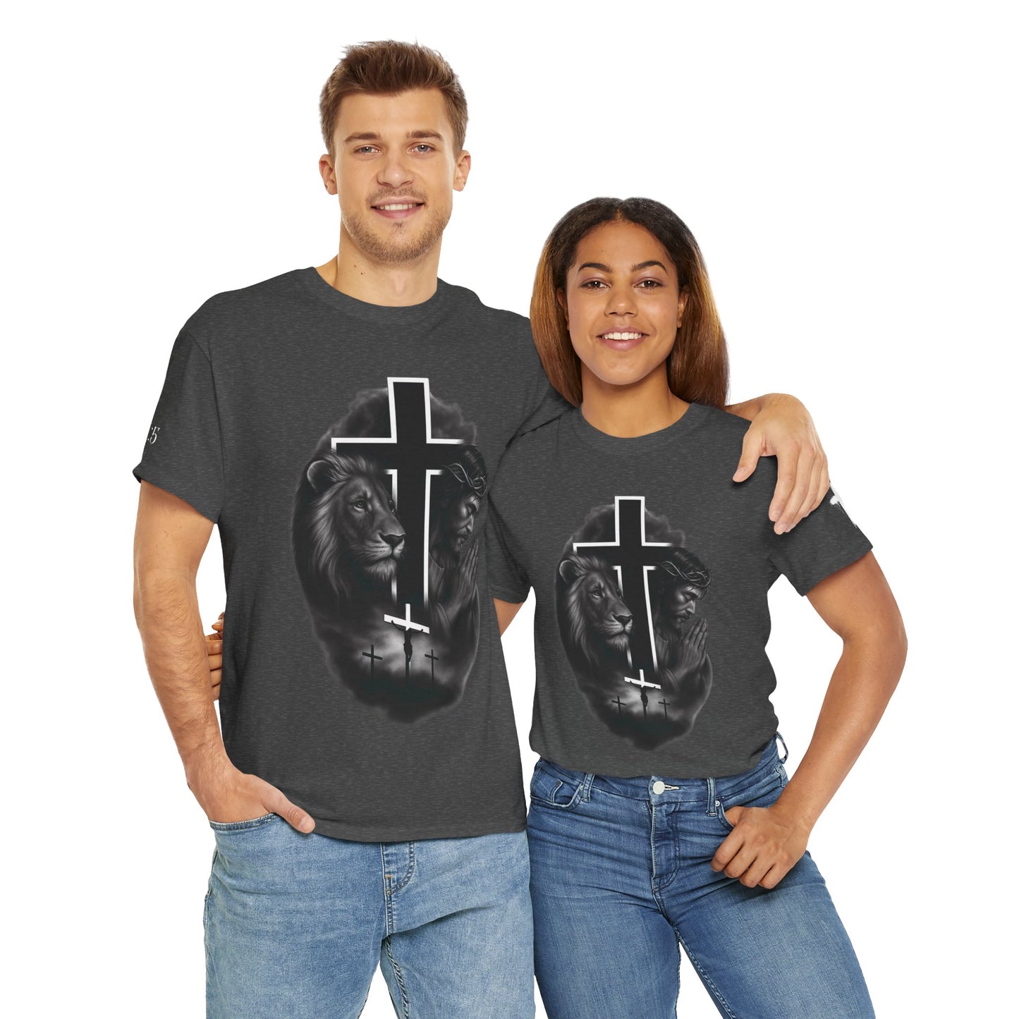 Christian Faith Tee Shirt Lion of Judah Jesus Cross Calvary Strength Unisex