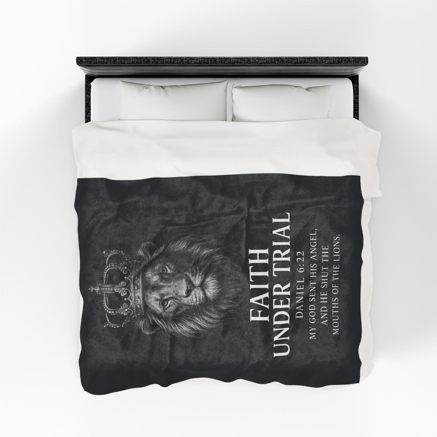 Faith Under Trial Lion Blanket — Daniel 6:22 Scripture Throw | Christian Plush Blanket, Inspirational Bible Verse Home Décor, Religious Gift