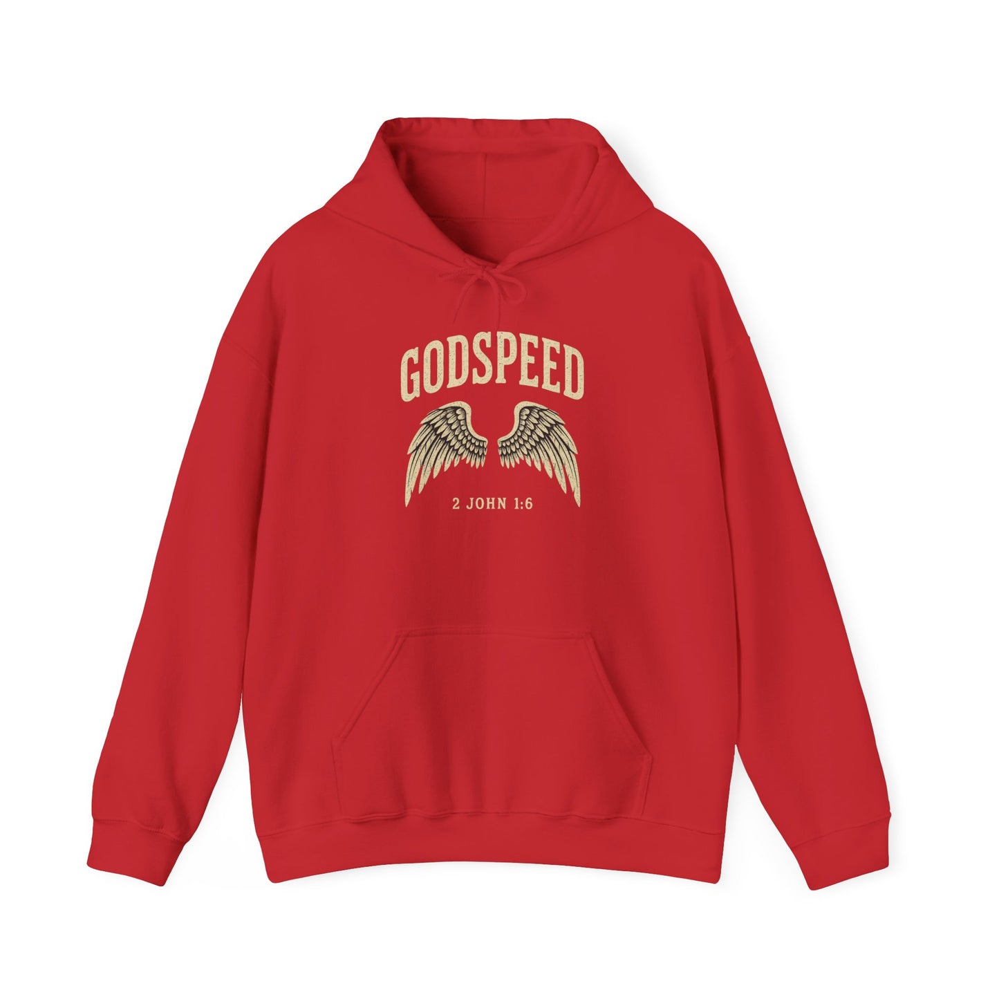 Vintage Godspeed Hoodie – Faith Streetwear with Wings Graphic, 2 John 1:6 Bible Verse