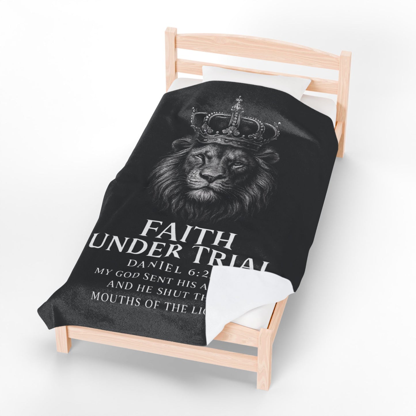 Faith Under Trial Lion Blanket — Daniel 6:22 Scripture Throw | Christian Plush Blanket, Inspirational Bible Verse Home Décor, Religious Gift