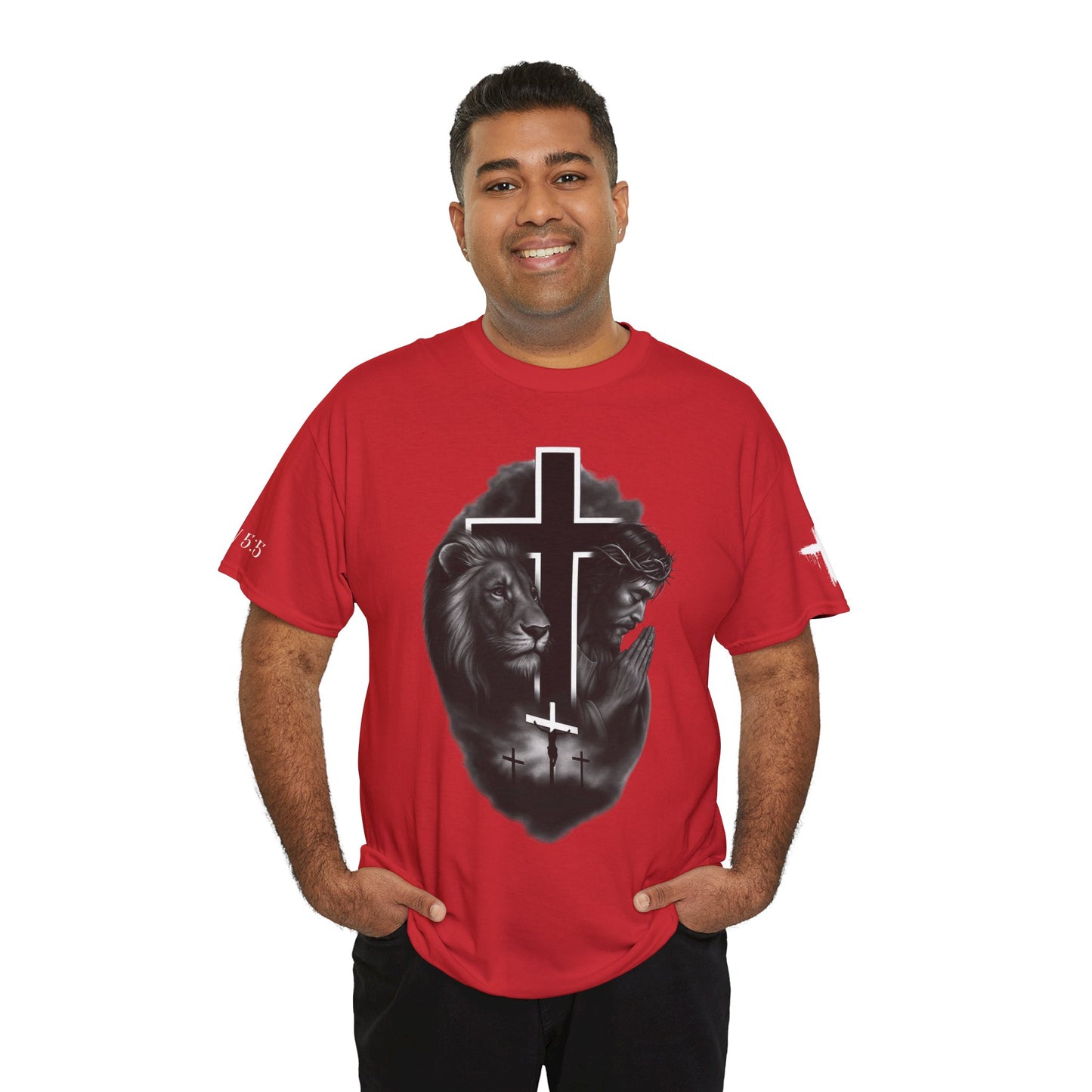 Christian Faith Tee Shirt Lion of Judah Jesus Cross Calvary Strength Unisex