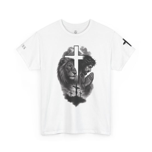 Christian Faith Tee Shirt Lion of Judah Jesus Cross Calvary Strength Unisex