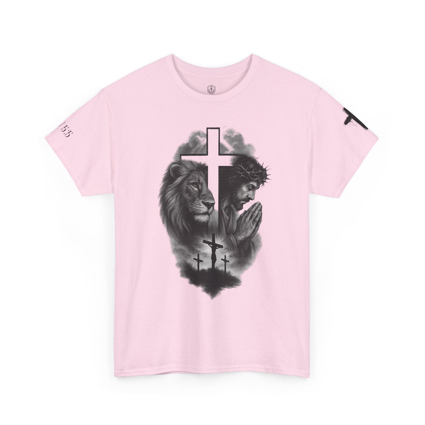 Christian Faith Tee Shirt Lion of Judah Jesus Cross Calvary Strength Unisex
