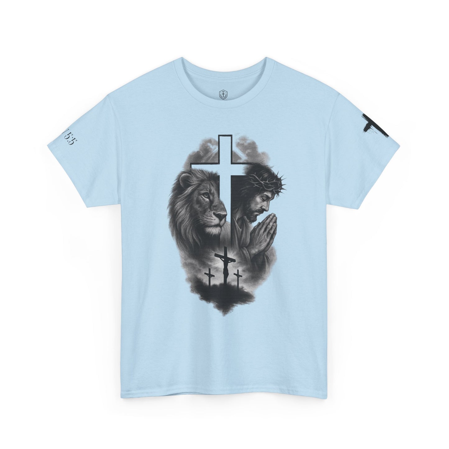 Christian Faith Tee Shirt Lion of Judah Jesus Cross Calvary Strength Unisex