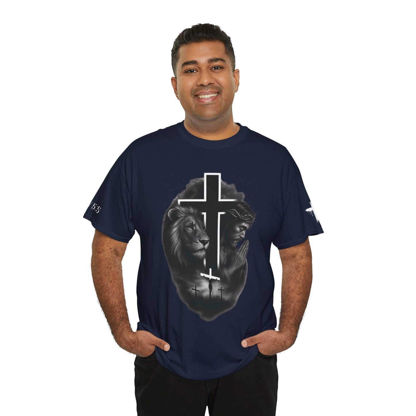Christian Faith Tee Shirt Lion of Judah Jesus Cross Calvary Strength Unisex
