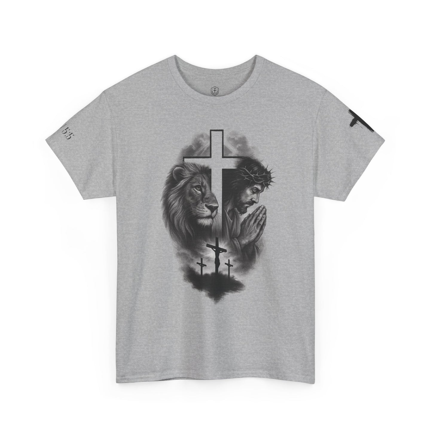Christian Faith Tee Shirt Lion of Judah Jesus Cross Calvary Strength Unisex
