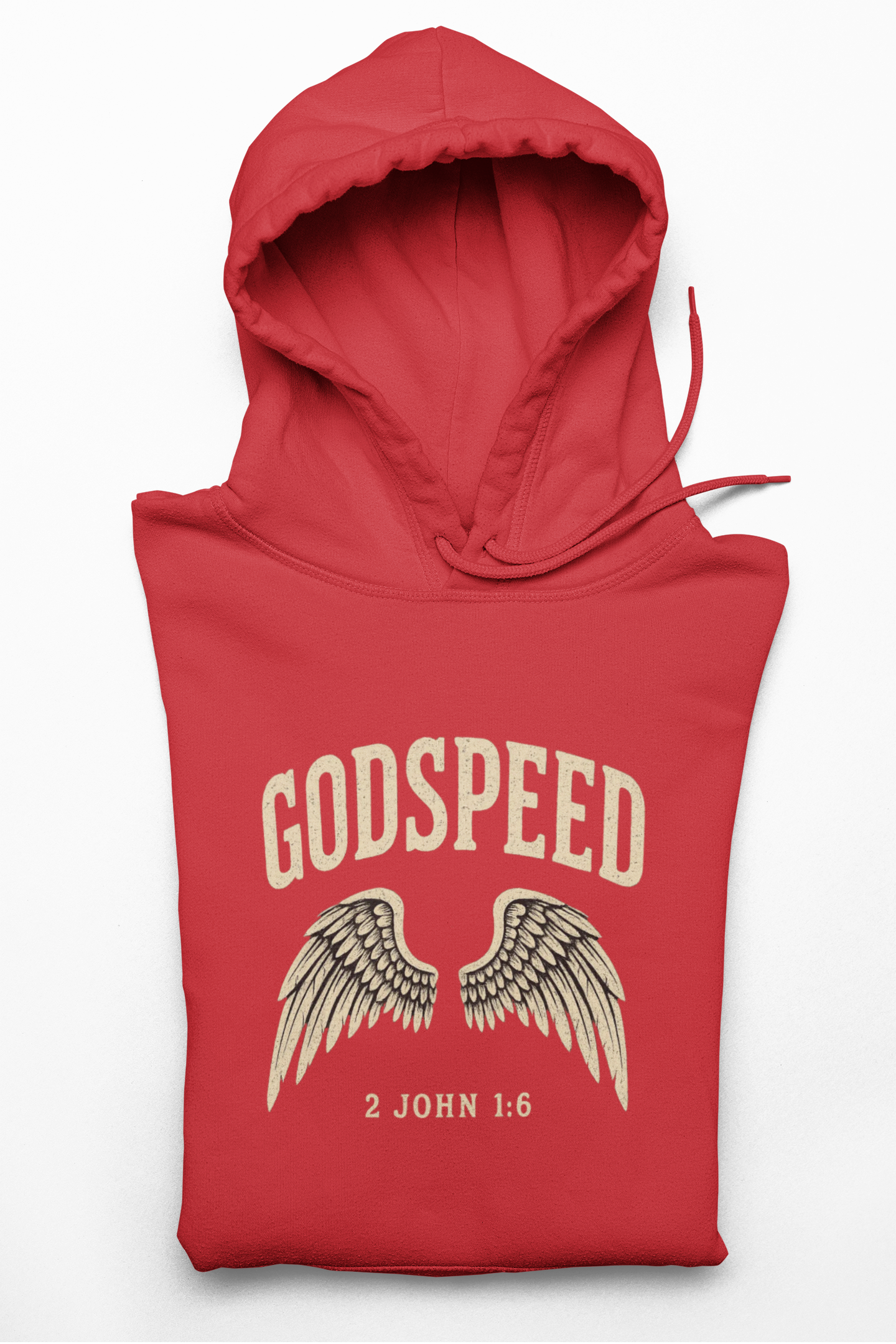 Vintage Godspeed Hoodie – Faith Streetwear with Wings Graphic, 2 John 1:6 Bible Verse
