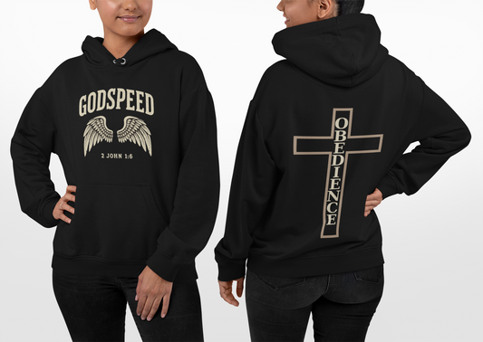 Vintage Godspeed Hoodie – Faith Streetwear with Wings Graphic, 2 John 1:6 Bible Verse