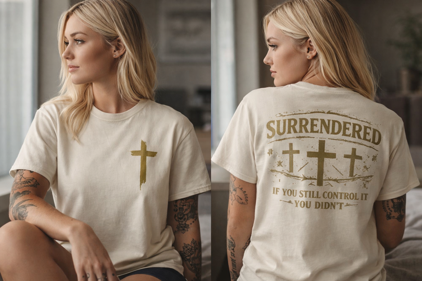 Surrendered Christian T-Shirt — “If You Still Control It, You Didn’t” | Comfort Colors® Ivory Tee