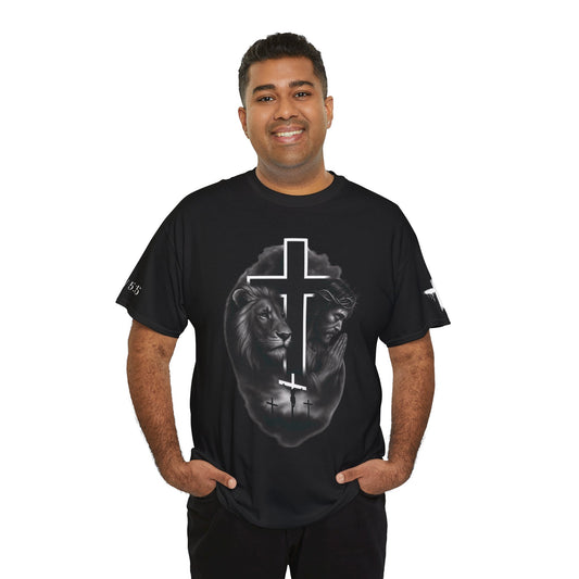 Christian Faith Tee Shirt Lion of Judah Jesus Cross Calvary Strength Unisex