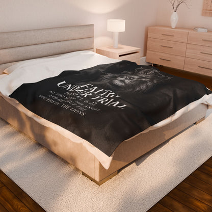 Faith Under Trial Lion Blanket — Daniel 6:22 Scripture Throw | Christian Plush Blanket, Inspirational Bible Verse Home Décor, Religious Gift