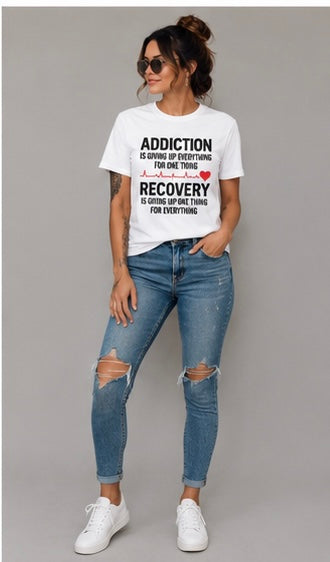 Recovery Christian T-Shirt | Addiction vs Recovery Faith Tee