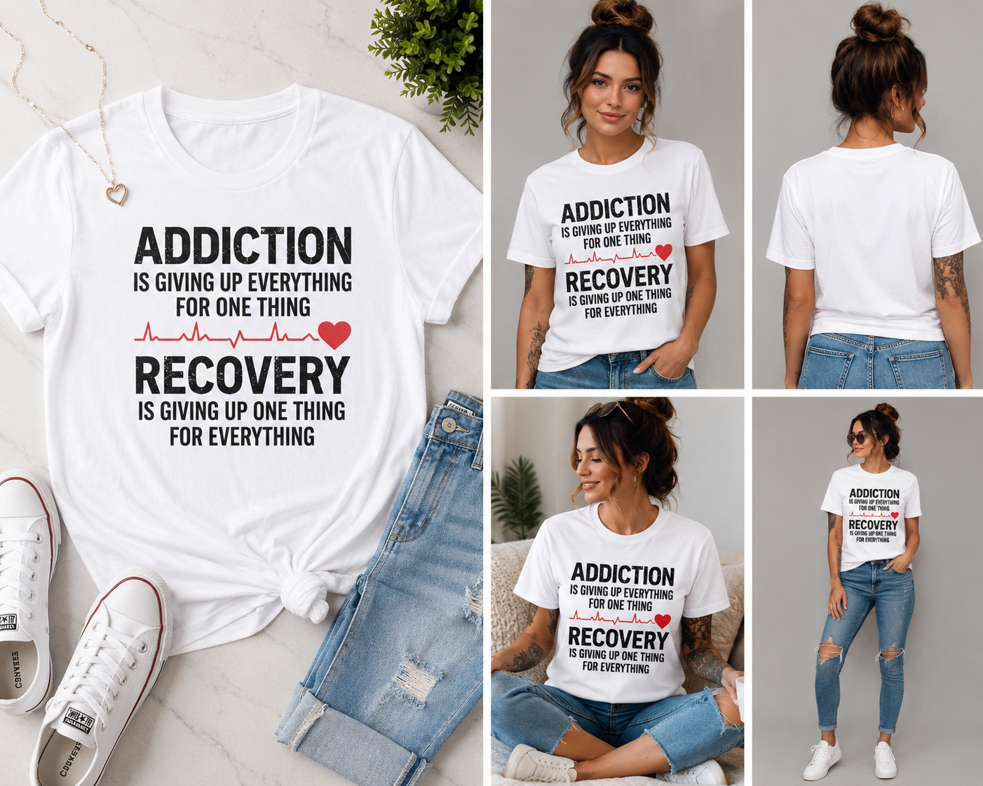 Recovery Christian T-Shirt | Addiction vs Recovery Faith Tee