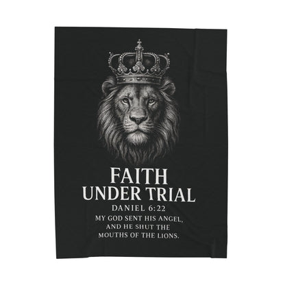 Faith Under Trial Lion Blanket — Daniel 6:22 Scripture Throw | Christian Plush Blanket, Inspirational Bible Verse Home Décor, Religious Gift