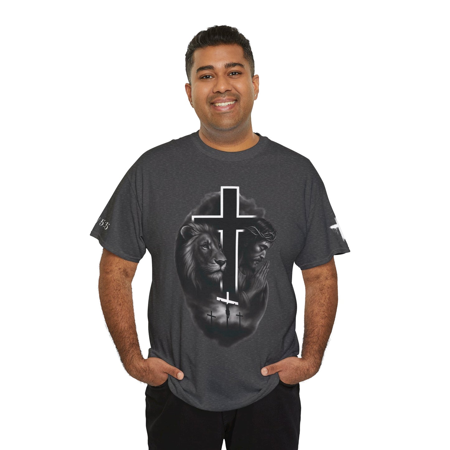 Christian Faith Tee Shirt Lion of Judah Jesus Cross Calvary Strength Unisex