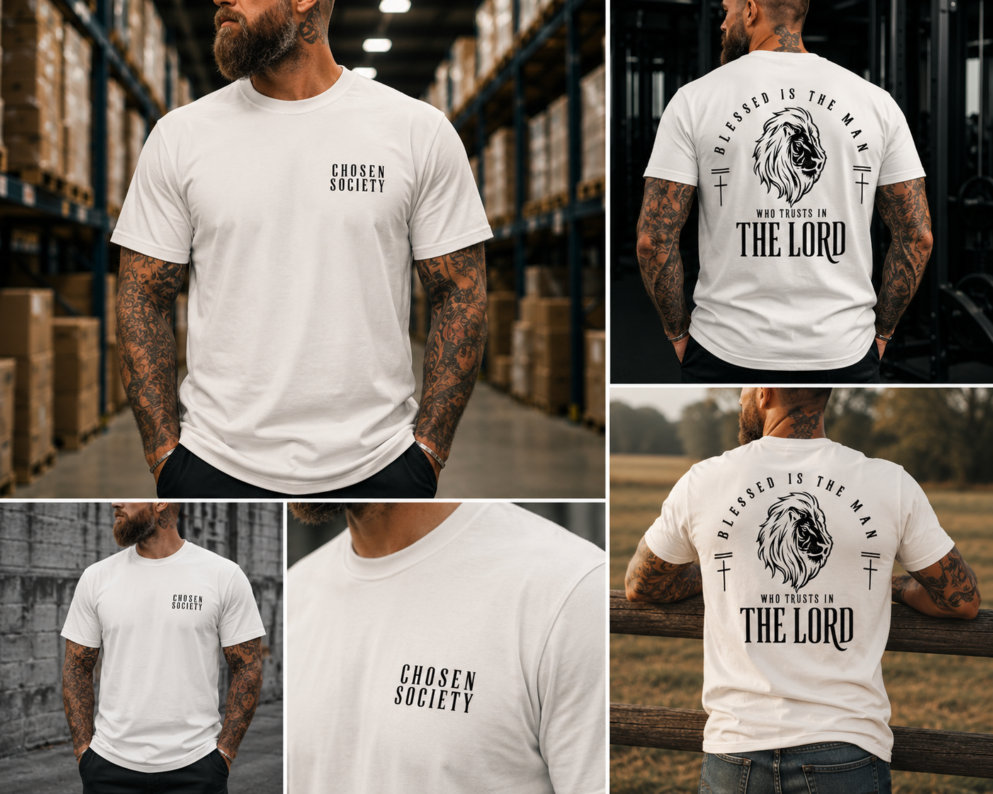 Blessed Is The Man Christian T-Shirt | Faith Based Lion Graphic Tee