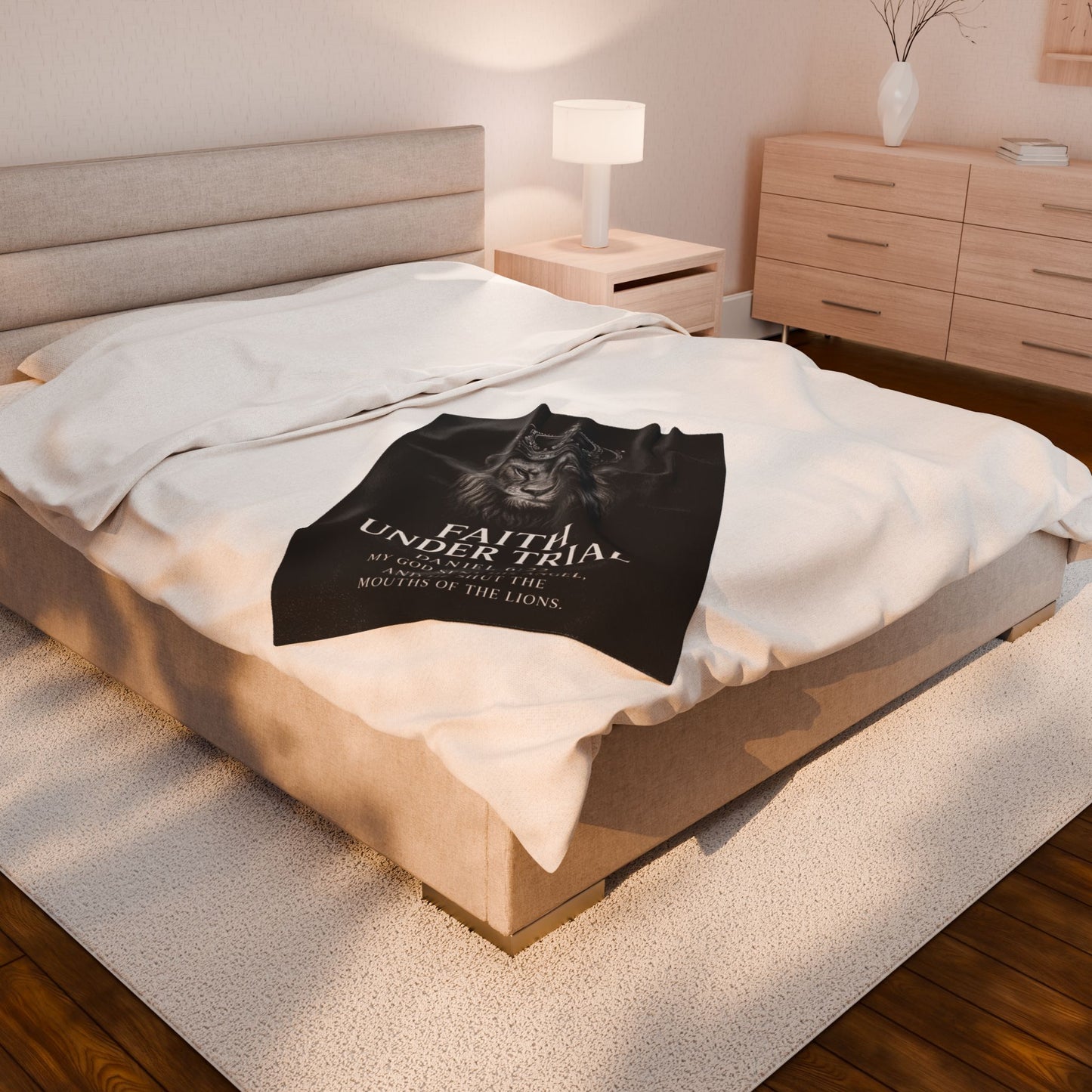 Faith Under Trial Lion Blanket — Daniel 6:22 Scripture Throw | Christian Plush Blanket, Inspirational Bible Verse Home Décor, Religious Gift