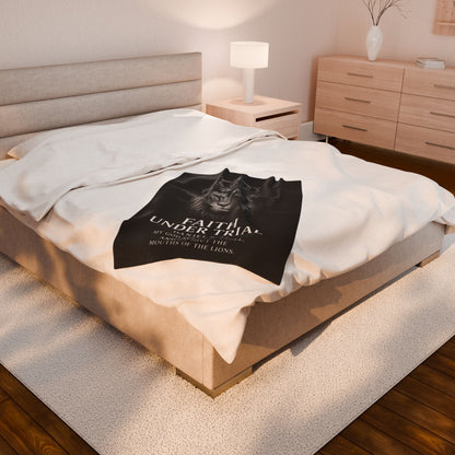 Faith Under Trial Lion Blanket — Daniel 6:22 Scripture Throw | Christian Plush Blanket, Inspirational Bible Verse Home Décor, Religious Gift