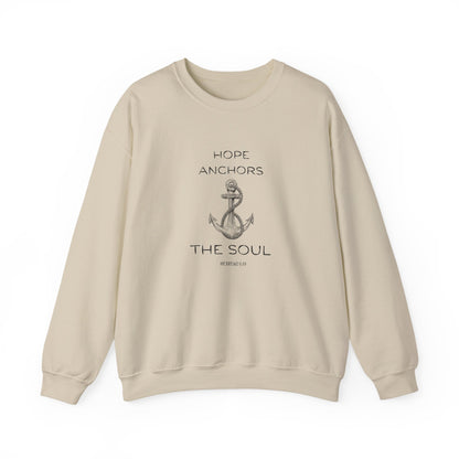 Christian Crewneck Hope Anchors the Soul Hebrews 6:19 | Chosen Society