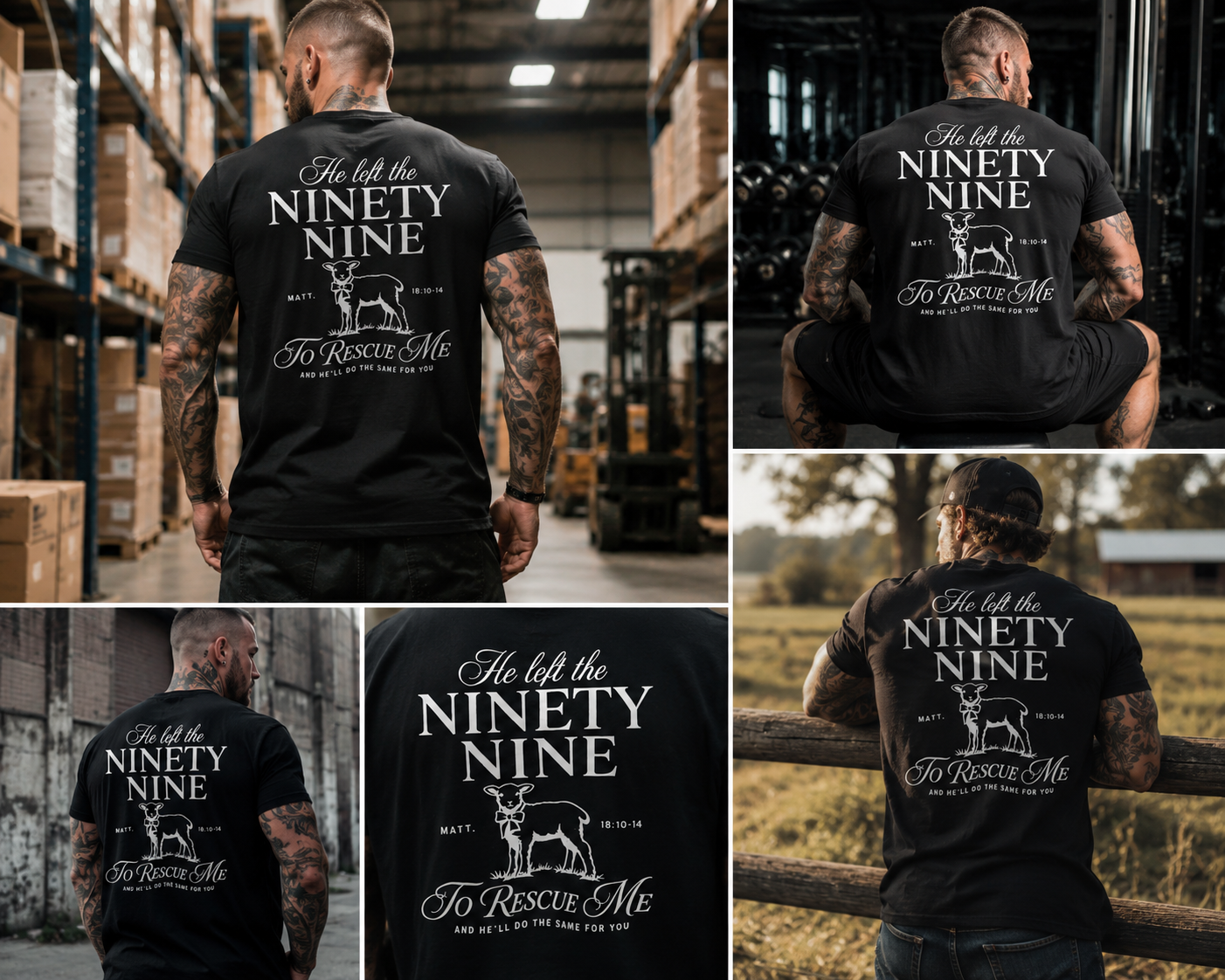 Rescued By Grace Christian T-Shirt | Matthew 18:10-14 Lost Sheep Tee