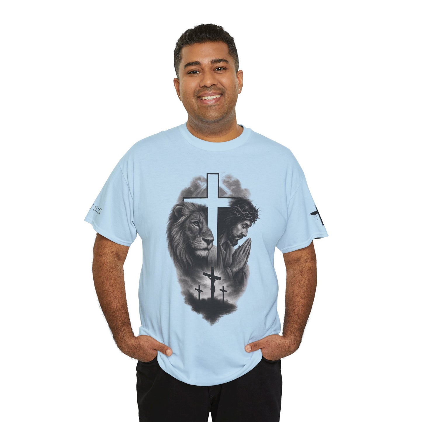 Christian Faith Tee Shirt Lion of Judah Jesus Cross Calvary Strength Unisex