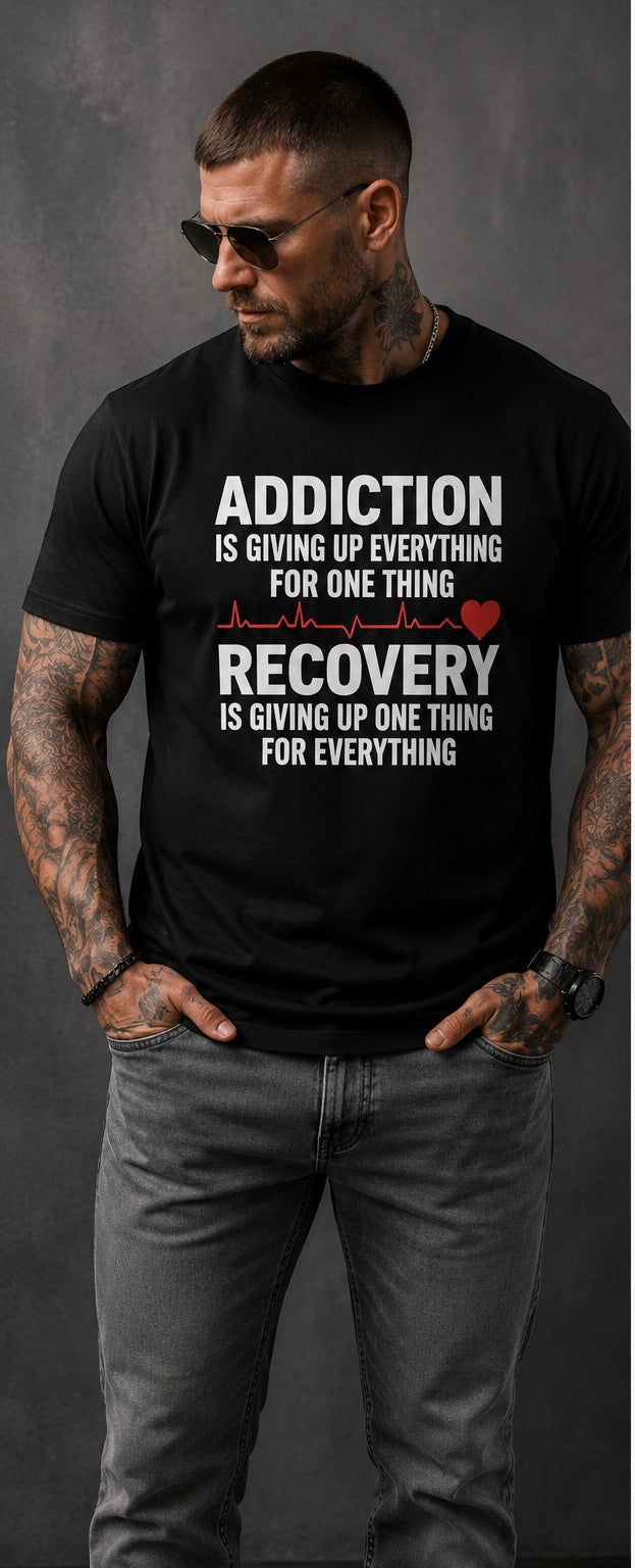 Recovery Christian T-Shirt | Addiction vs Recovery Faith Tee