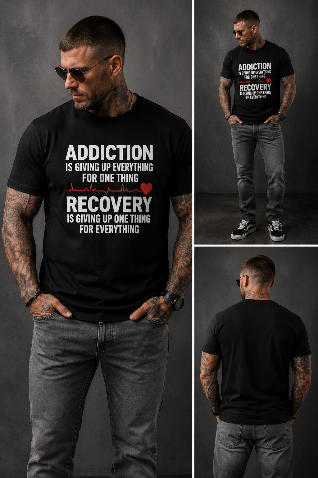 Recovery Christian T-Shirt | Addiction vs Recovery Faith Tee