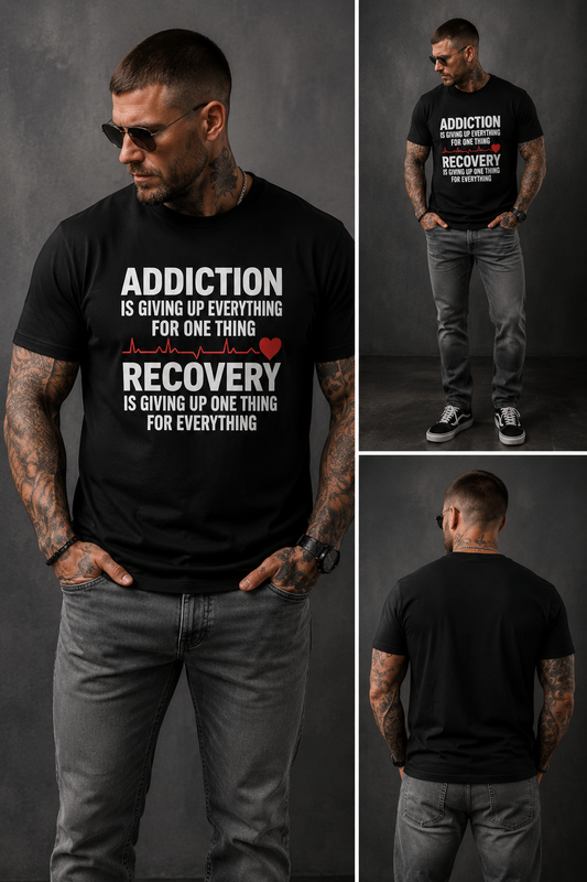 Recovery Christian T-Shirt | Addiction vs Recovery Faith Tee