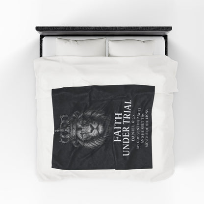 Faith Under Trial Lion Blanket — Daniel 6:22 Scripture Throw | Christian Plush Blanket, Inspirational Bible Verse Home Décor, Religious Gift