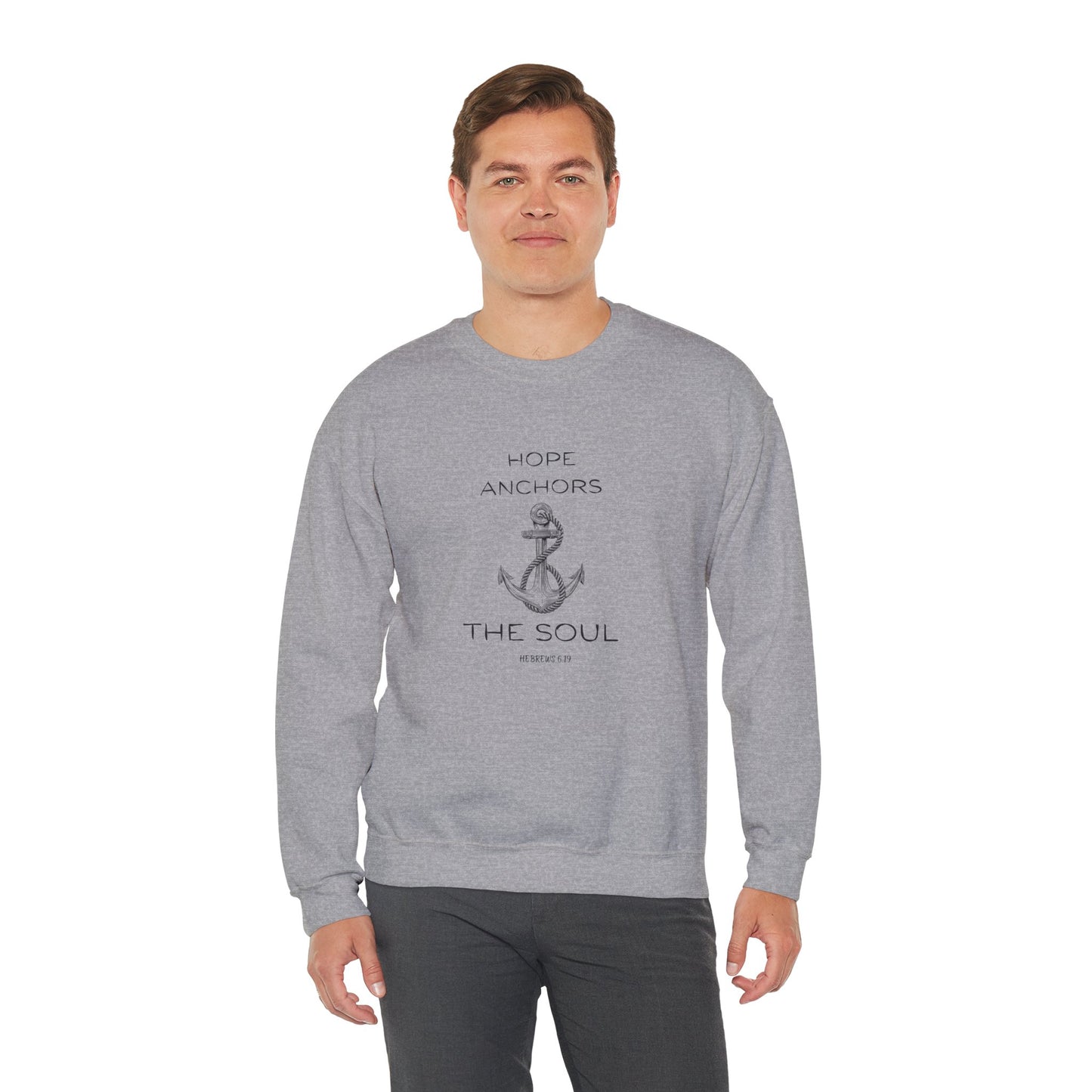 Christian Crewneck Hope Anchors the Soul Hebrews 6:19 | Chosen Society