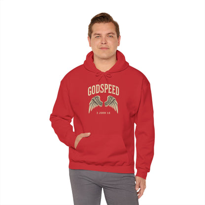 Vintage Godspeed Hoodie – Faith Streetwear with Wings Graphic, 2 John 1:6 Bible Verse
