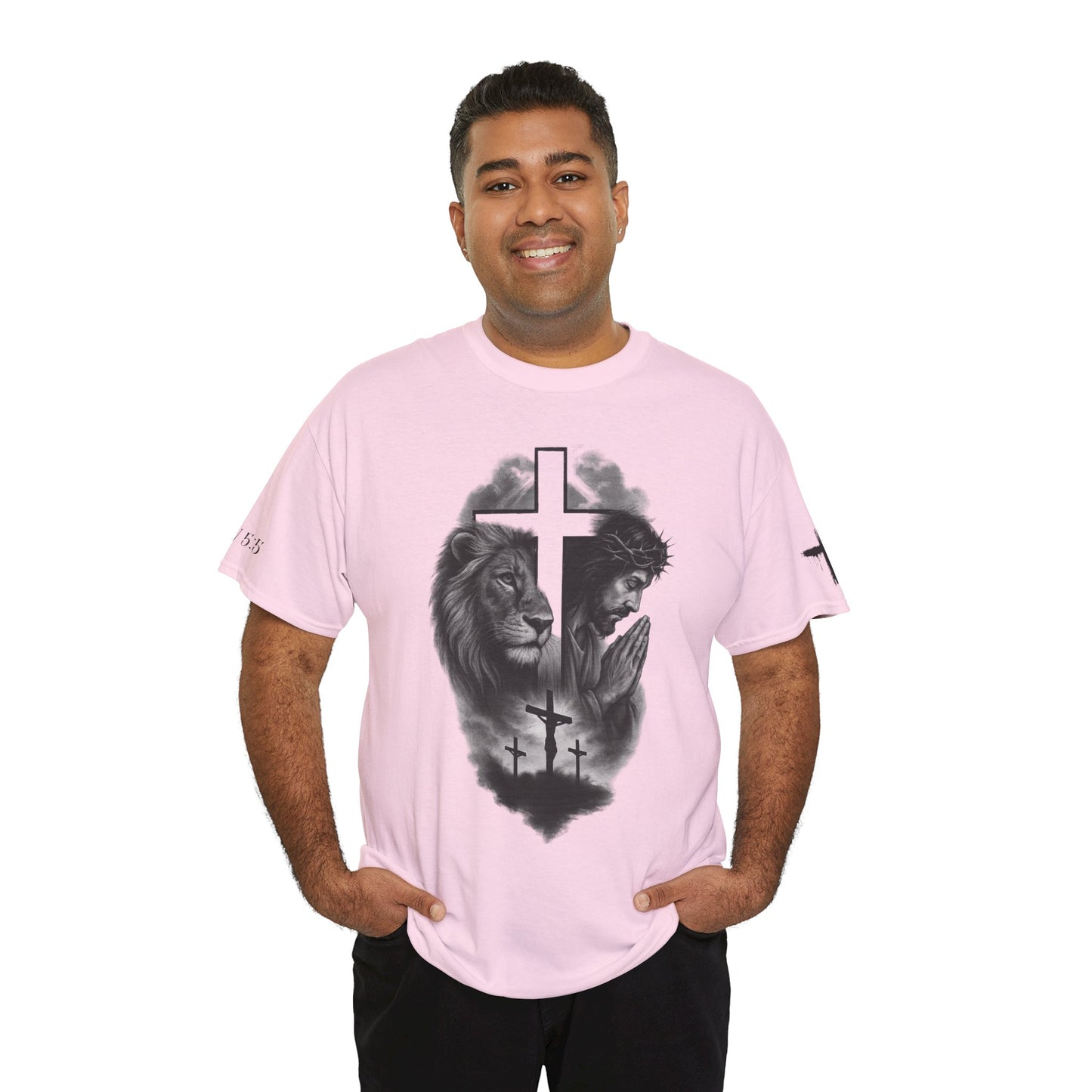 Christian Faith Tee Shirt Lion of Judah Jesus Cross Calvary Strength Unisex