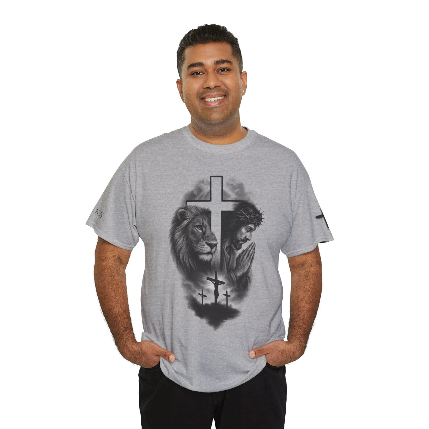 Christian Faith Tee Shirt Lion of Judah Jesus Cross Calvary Strength Unisex