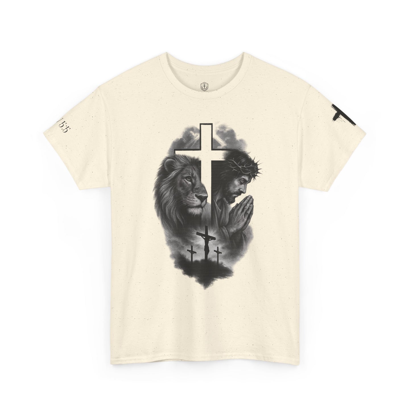 Christian Faith Tee Shirt Lion of Judah Jesus Cross Calvary Strength Unisex