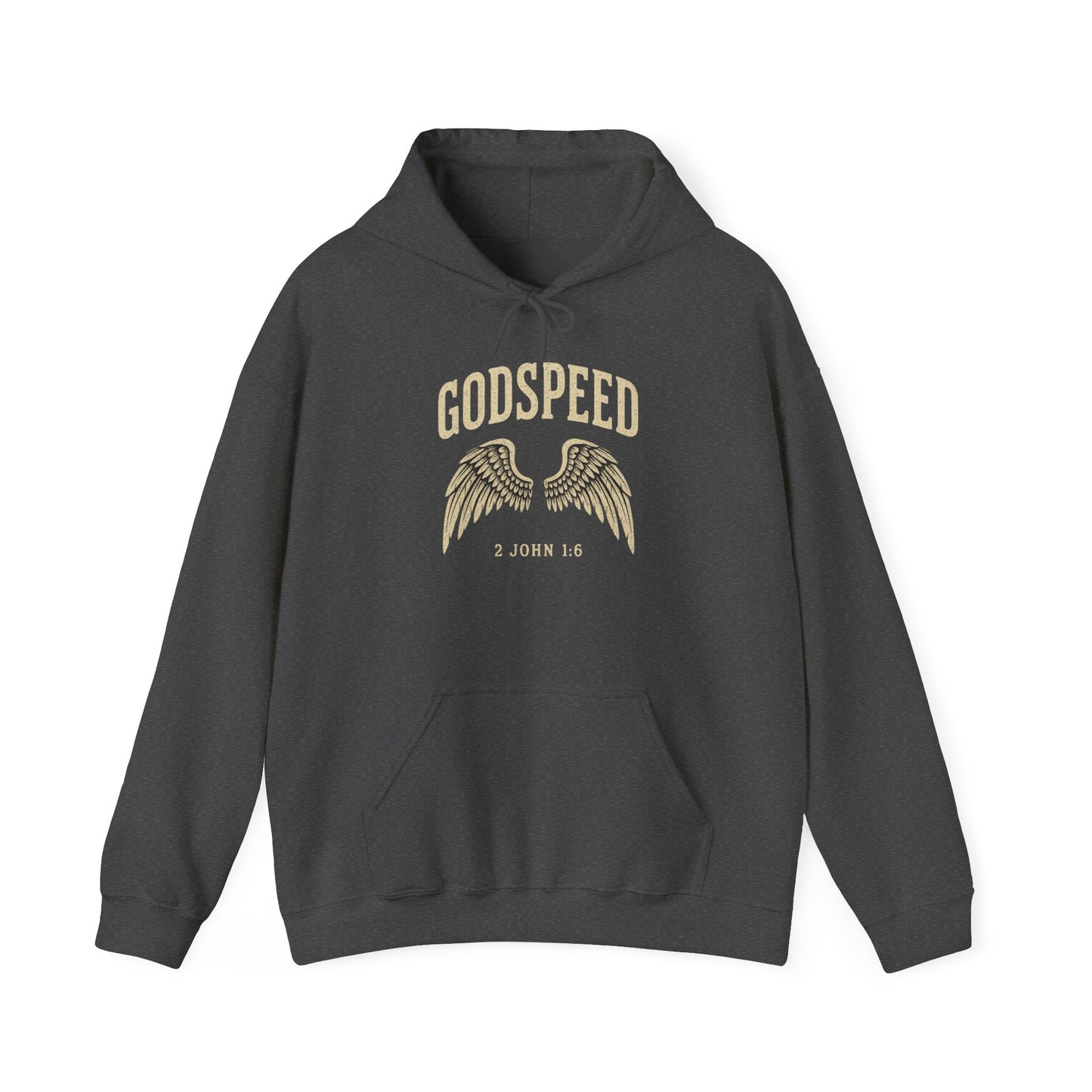 Vintage Godspeed Hoodie – Faith Streetwear with Wings Graphic, 2 John 1:6 Bible Verse